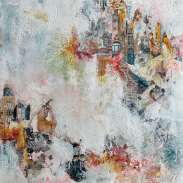 Painting Les petites perles by Bergeron Marie-Josée | Painting Surrealism Acrylic, Gluing, Paper, Pastel, Posca