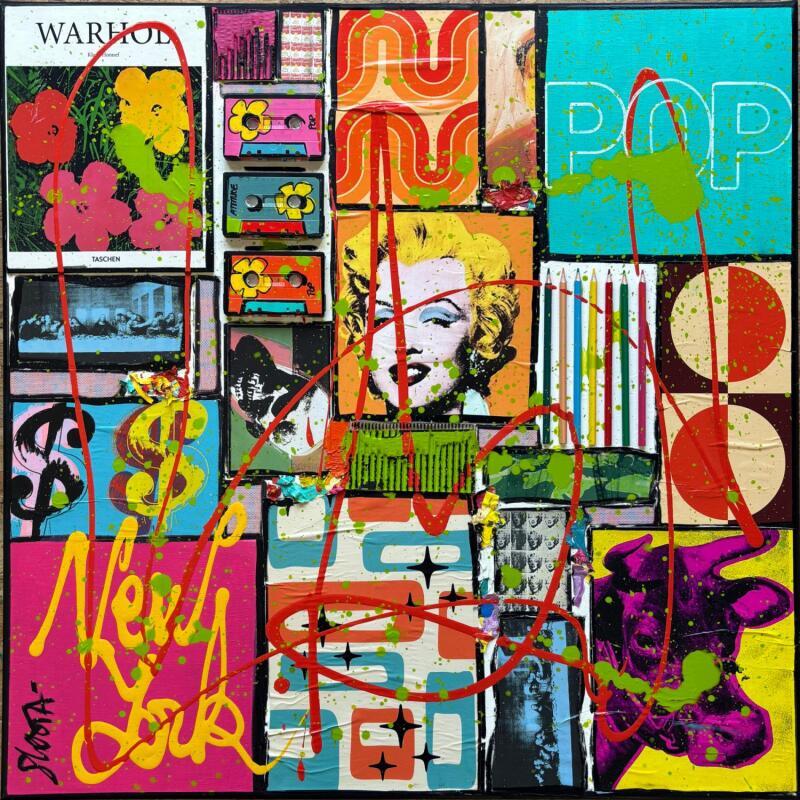 Painting Pop New York by Costa Sophie | Painting Pop-art Pop icons Acrylic Gluing Upcycling
