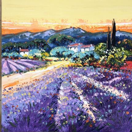 Painting Au parfum de lavande by Corbière Liisa | Painting Figurative Oil Landscapes