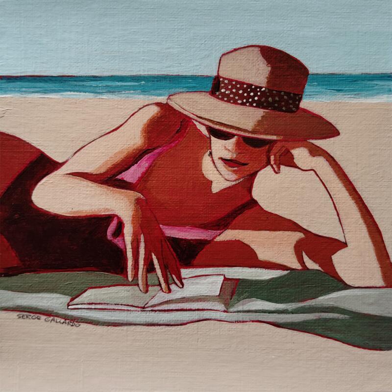 Peinture Pénélope lit l'amie prodigieuse par Gallardo Serge | Tableau Figuratif Scènes de vie Acrylique