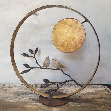 Sculpture oiseau raku sous la pleine lune par Eres Nicolas | Sculpture Figuratif Métal Animaux