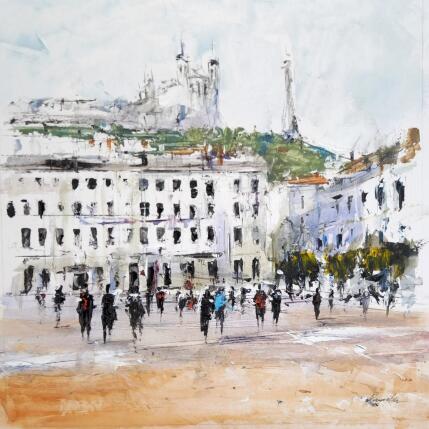 Pintura Place Bellecour por Poumelin Richard | Pintura Figurativo Aceite, Acrílico Paisajes