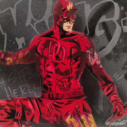 Painting daredevil by Lemoine Mael | Painting Pop-art Acrylic, Graffiti Pop icons