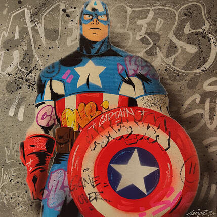 Painting captain america by Lemoine Mael | Painting Pop-art Acrylic, Graffiti Pop icons