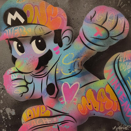 Peinture mario fight par Lemoine Mael | Tableau Pop-art Acrylique, Graffiti Icones Pop
