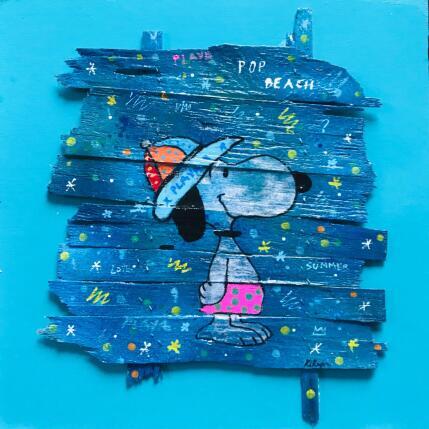 Peinture Snoopy Pop beach par Kikayou | Tableau Pop-art Acrylique, Collage, Graffiti Icones Pop