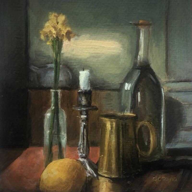 Painting Nature morte au citron by Sellier Octavia | Painting Figurative Still-life Oil