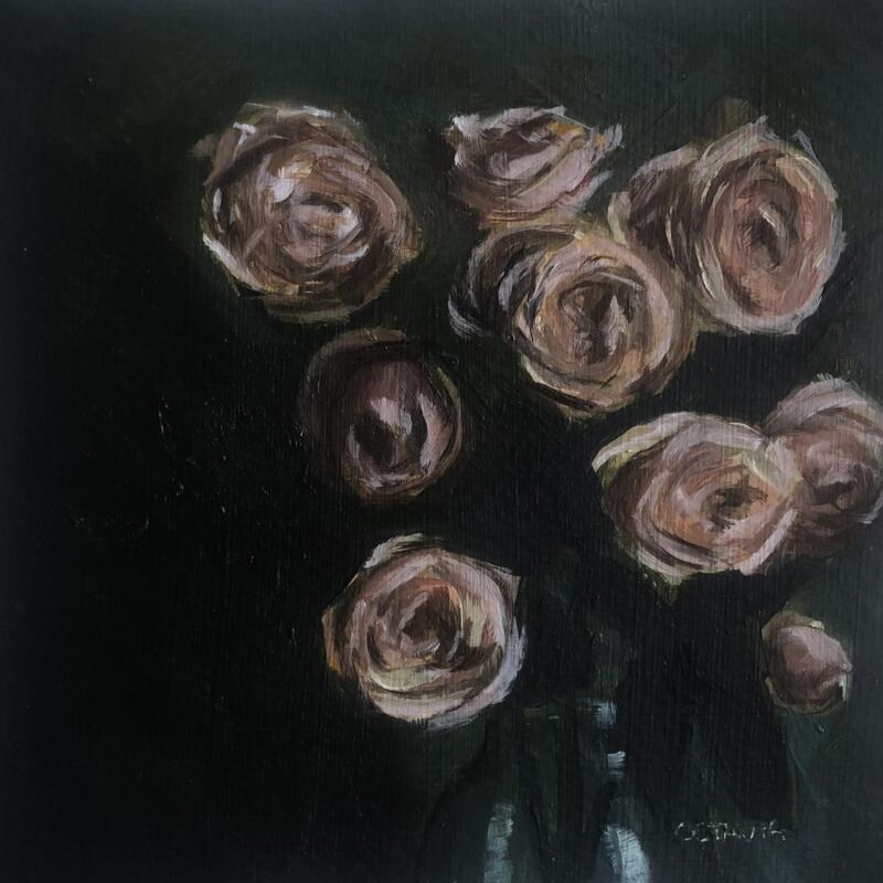 Pintura Roses por Sellier Octavia | Pintura Figurativo Naturaleza Naturalezas muertas Aceite