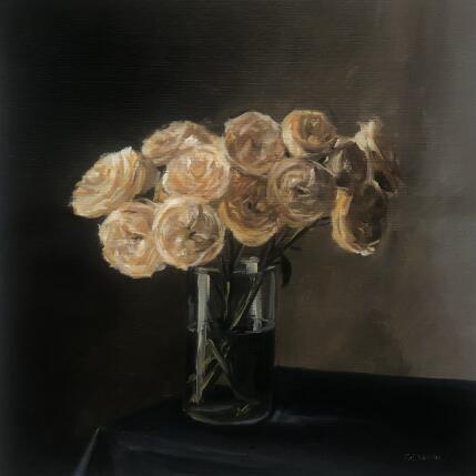 Peinture Bouquet de roses par Sellier Octavia | Tableau Figuratif Huile Nature, Natures mortes