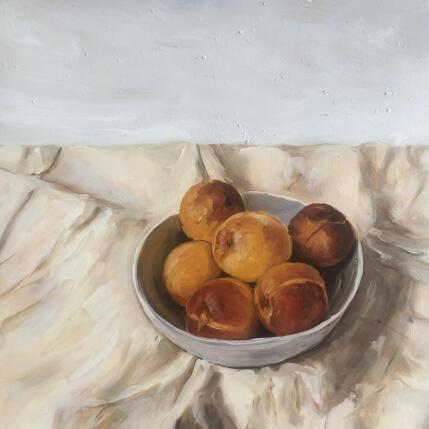 Peinture Pêches par Sellier Octavia | Tableau Figuratif Huile Natures mortes