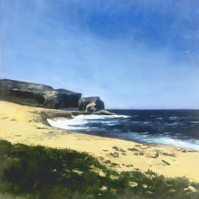 Peinture San Lawrenz 2 par Sellier Octavia | Tableau Figuratif Paysages Marine Nature Huile