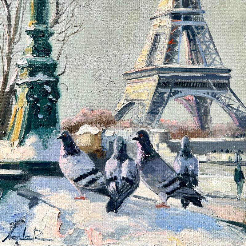 Peinture Paris under Winter’s Wing par Xanlar | Tableau Impressionnisme Paysages Urbain Architecture Huile