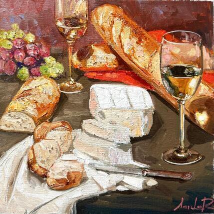 Peinture Pain, Vin, Silence par Xanlar | Tableau Impressionnisme Huile Nature, Natures mortes, Scènes de vie