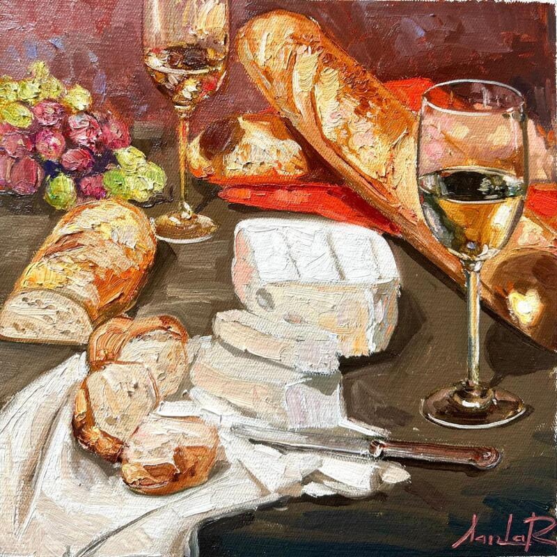 Peinture Pain, Vin, Silence par Xanlar | Tableau Impressionnisme Nature Scènes de vie Natures mortes Huile
