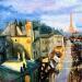 Painting Evening Charm of Paris by Xanlar | Painting Impressionism Landscapes Urban Architecture Oil