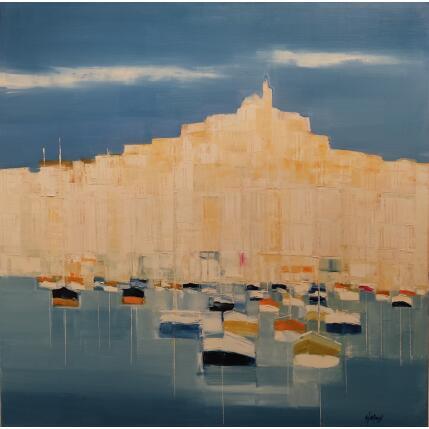 Painting Le port de Marseille by Héraud Alain | Painting Figurative Acrylic, Oil Landscapes, Marine