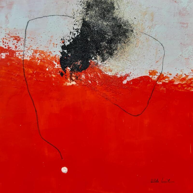 Peinture abstract red B 142 par Wilms Hilde | Tableau Abstrait Acrylique Sable