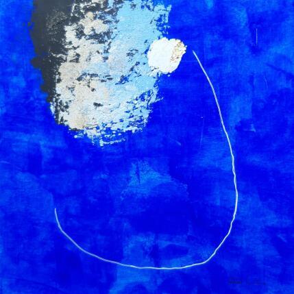 Peinture abstract blue B 142 par Wilms Hilde | Tableau Abstrait Acrylique, Feuille d'or, Sable