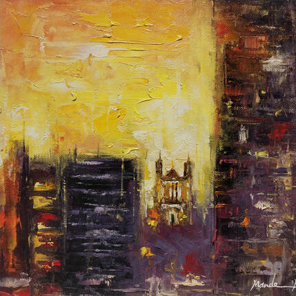 Gemälde Coucher de soleil à Lyon von Mande | Gemälde