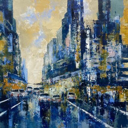 Gemälde NY City Blue von Dessein Pierre | Gemälde Figurativ Öl Urban