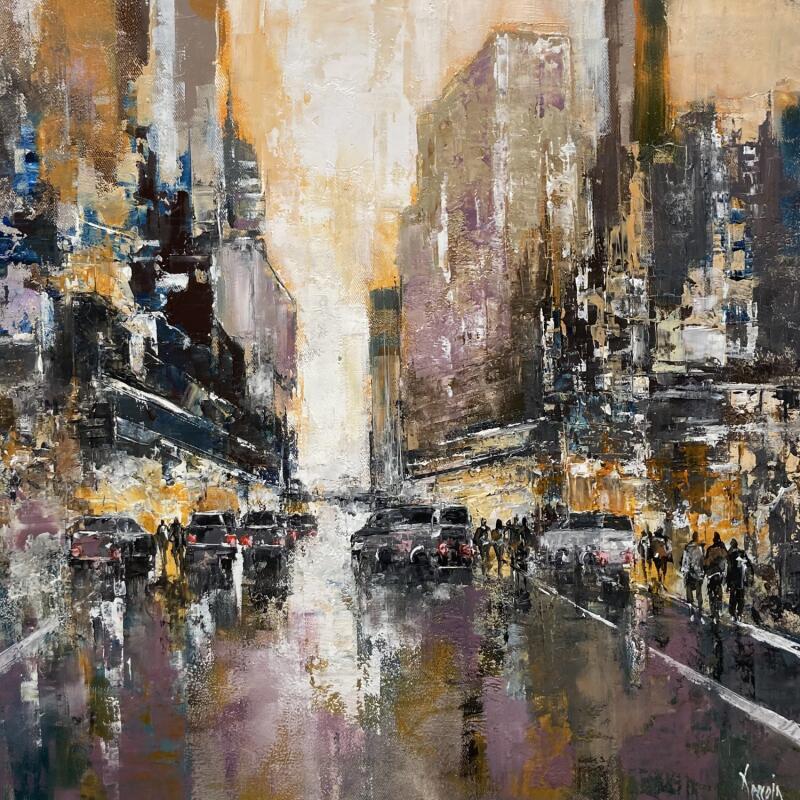 Gemälde New York Morning von Dessein Pierre | Gemälde Figurativ Urban Öl