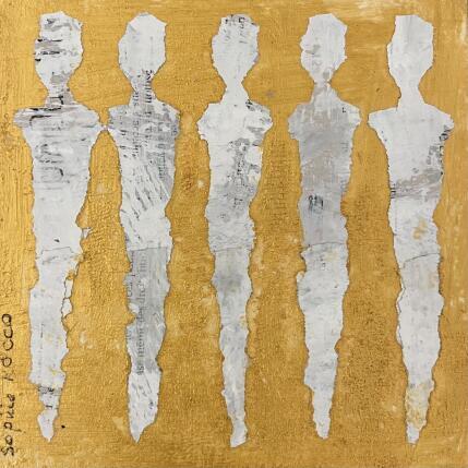 Peinture Gardiens du temple par Rocco Sophie | Tableau Art Singulier Acrylique, Collage, Sable