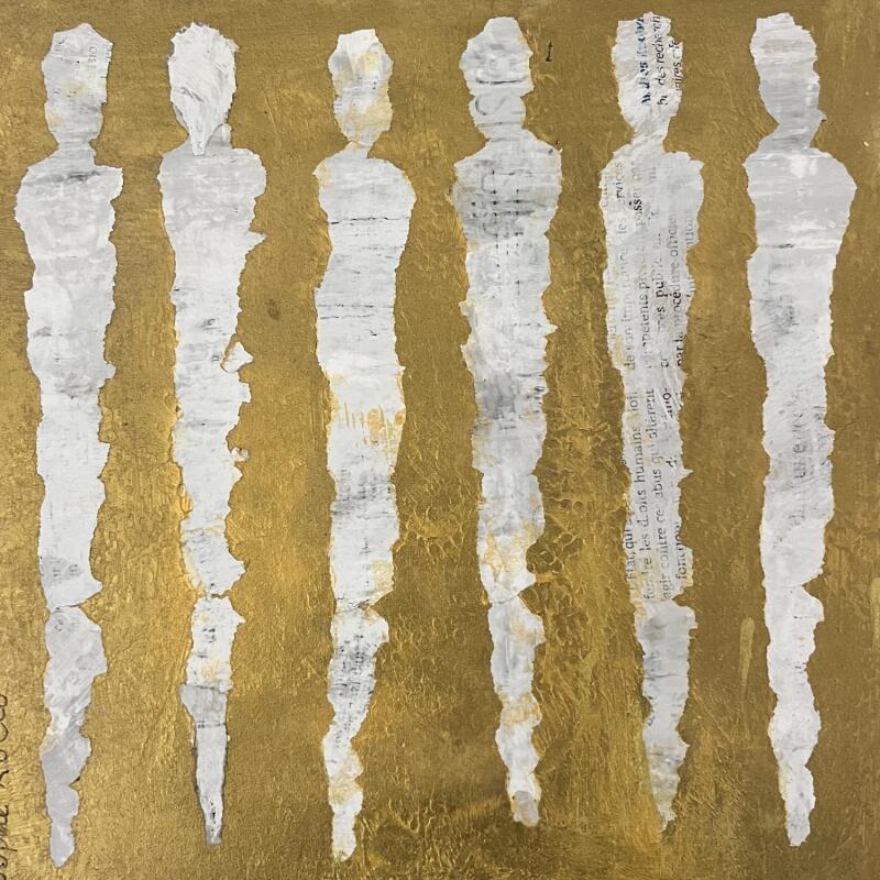 Peinture Les fées blanches par Rocco Sophie | Tableau Art Singulier Acrylique Collage Sable