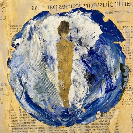 Peinture La terre bleue par Rocco Sophie | Tableau Art Singulier Acrylique, Collage, Sable