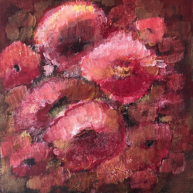 Peinture Bouquet du jardin par Rocco Sophie | Tableau Art Singulier Acrylique Collage Sable