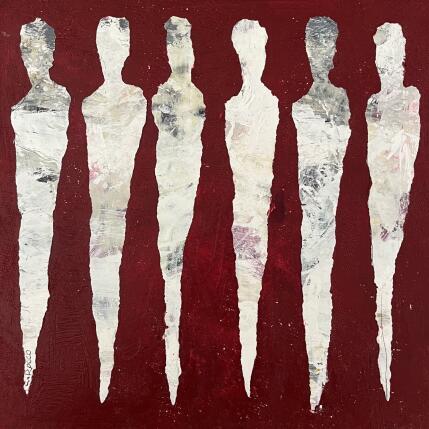 Peinture Les anges blancs par Rocco Sophie | Tableau Art Singulier Acrylique, Collage, Sable