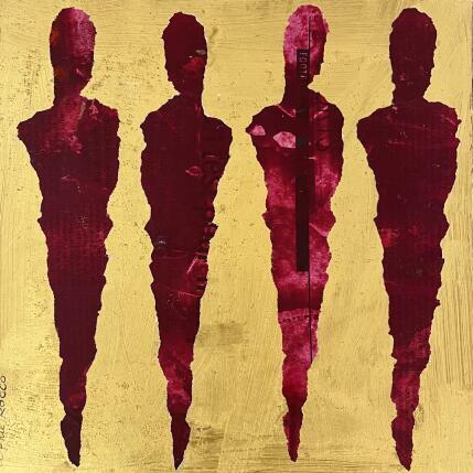 Peinture Rubis d'or par Rocco Sophie | Tableau Art Singulier Acrylique, Collage, Sable