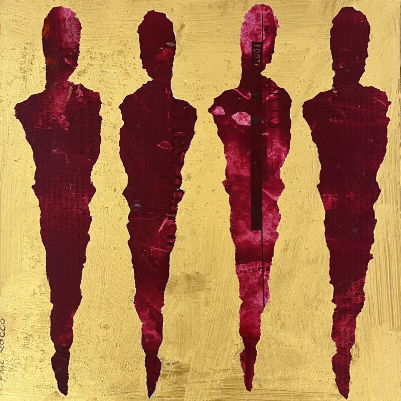 Peinture Rubis d'or par Rocco Sophie | Tableau Art Singulier Acrylique Collage Sable