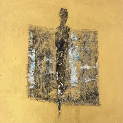 Peinture Carré d'or et d'Âme par Rocco Sophie | Tableau Art Singulier Acrylique, Collage, Sable