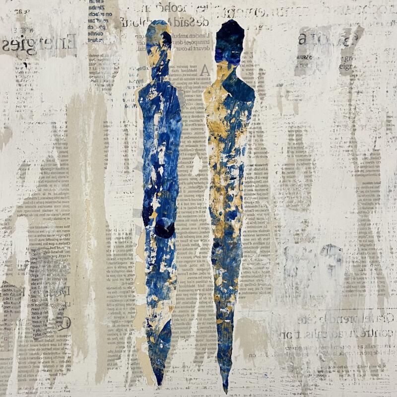 Peinture Les Éditeurs par Rocco Sophie | Tableau Art Singulier Acrylique Collage Sable