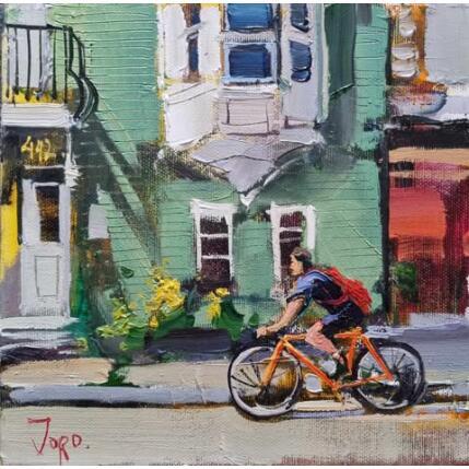 Painting Morning ride by Joro | Painting Figurative Oil Pop icons, Urban