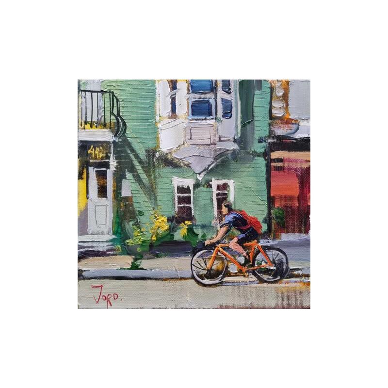 Painting Morning ride by Joro | Painting Figurative Urban Oil