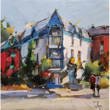 Painting Morning walk by Joro | Painting Figurative Oil Urban