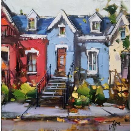 Painting My street by Joro | Painting Figurative Oil Urban