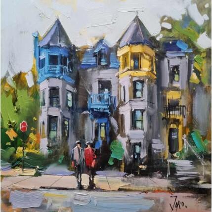 Painting Beautiful Montréal facades by Joro | Painting Figurative Oil Urban