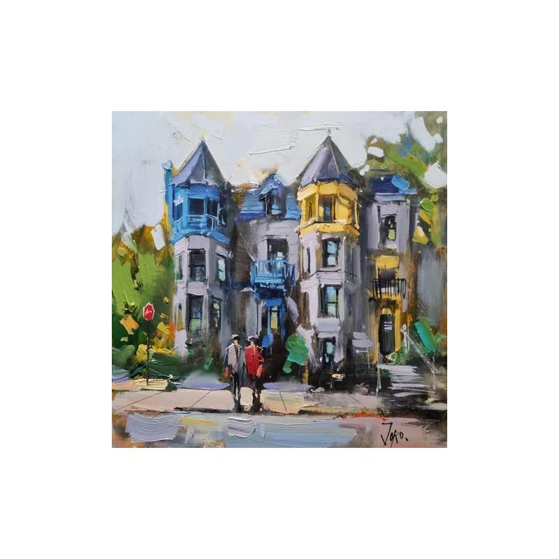Painting Beautiful Montréal facades by Joro | Painting Figurative Urban Oil