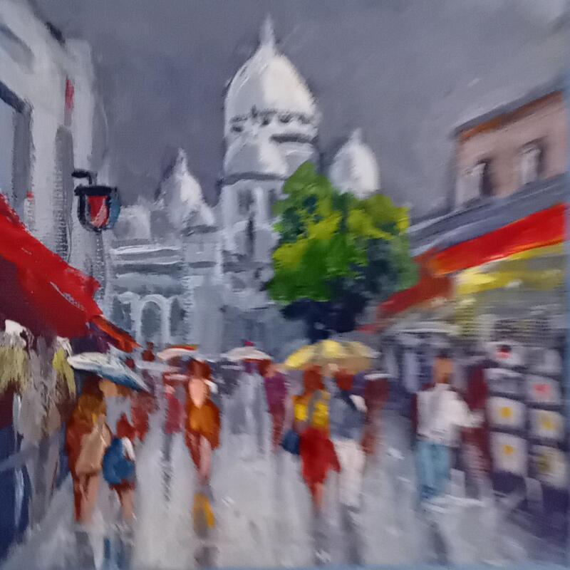Painting On va voir le Sacré Coeur by Degabriel Véronique | Painting Figurative Landscapes Urban Life style Oil