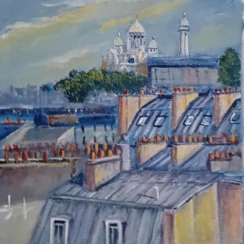 Painting Les toits de Paris by Degabriel Véronique | Painting Figurative Landscapes Life style Nude Oil