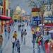Painting Place du Tertre à Montmartre by Degabriel Véronique | Painting Figurative Landscapes Urban Life style Oil