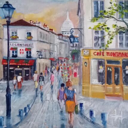 Painting Sur la butte Montmartre by Degabriel Véronique | Painting Figurative Oil Landscapes, Life style, Urban