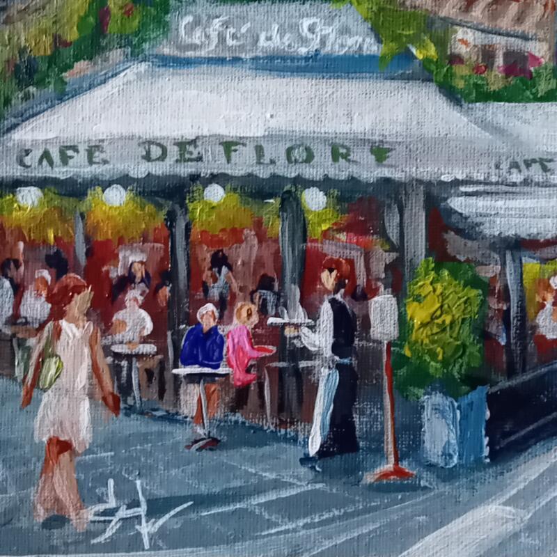 Painting Café de Flore à Paris  by Degabriel Véronique | Painting Impressionism Landscapes Urban Life style Oil