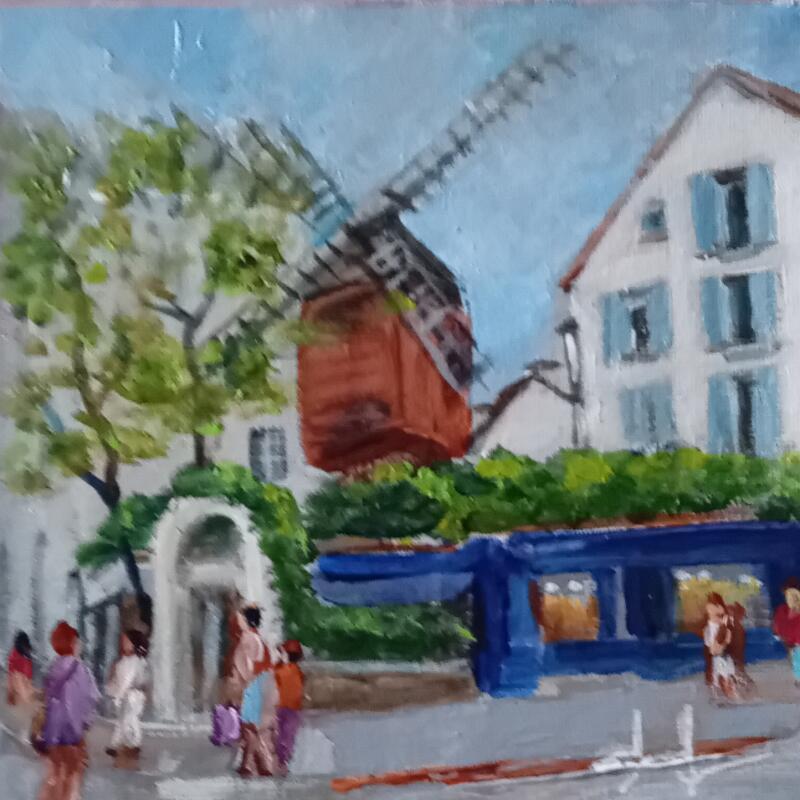 Painting Moulin de la galette à Paris  by Degabriel Véronique | Painting Impressionism Landscapes Urban Life style Oil