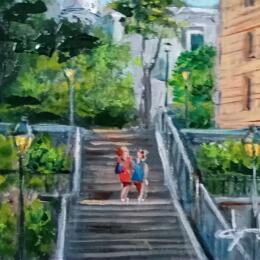 Painting Sur la butte Montmartre  by Degabriel Véronique | Painting