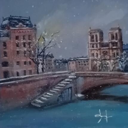 Painting Notre-dame  en hiver  by Degabriel Véronique | Painting