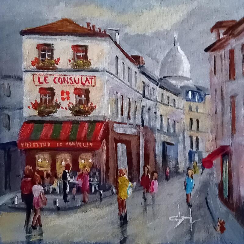 Gemälde On s'arrête au Consulat à Montmartre ce soir  von Degabriel Véronique | Gemälde Figurativ Landschaften Öl