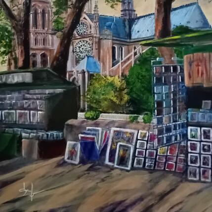 Gemälde Les bouquinistes près de Notre-dame  von Degabriel Véronique | Gemälde